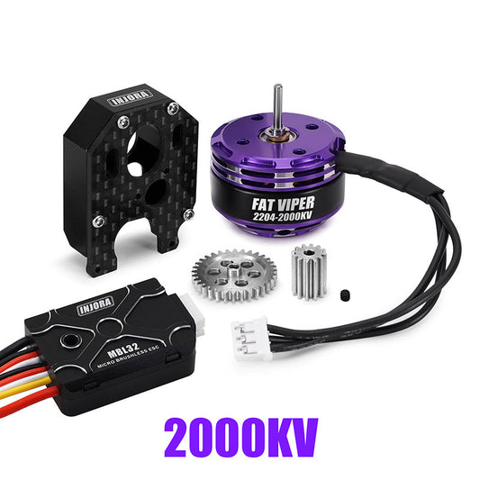 INJORA Fat Viper 2204 Brushless Outrunner Motor with Mount for 1/24 SCX24 with MBL32 Esc Combo